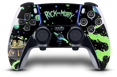 Head Case Designs Offizielle Rick and Morty Der Space Cruiser Grafiken Vinyl Haut Gaming Aufkleber Abziehbild Abdeckung kompatibel mit Sony PlayStation 5 PS5 DualSense Edge Controller