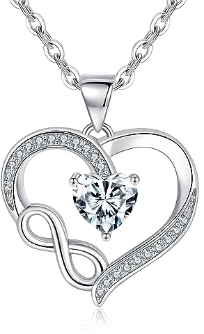 Tusuzik Halskette Damen Silber 925 Herzkette Muttertagsgeschenk Halsketten mit Unendlichkeitszeichen Schmuck Kleine Geschenke für Frauen Geschenk Freundin