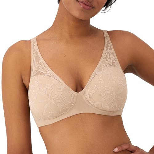 Bali Breathe Modal T-Shirt, Breathable Wireless, Full-Coverage Convertible Bra Sujetador, Opaco, Almendra, Large para Mujer