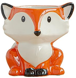 tuwiwol Innovativer Topf in Cartoon Form für Zimmerpflanzen, Verschiedene Größen erhältlich, Kleiner Keramik Blumentopf, Tier Pflanzgefäß, Füchse
