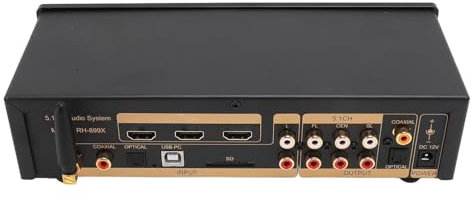 5.1-Surround-Sound-Decoder, 192 kHz, 32 Bit, Unterstützt 4K-HD-Multimedia-Schnittstelle, ARC Optisches Koaxiales USB-Digital-Analog-AV-System mit 5.0-Empfänger, für Heimkino,