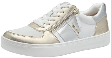 Tamaris Comfort Damen Sneaker flach mit Reißverschluss Freizeit, Mehrfarbig (Gold/Silver), 37 EU