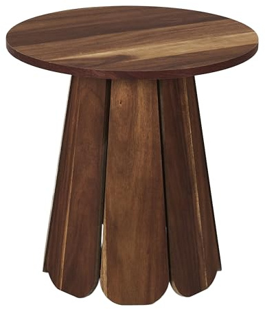 HOME DECO FACTORY Truhe Sitztruhe Holz Vintage-Look Braun | Beistelltisch Will aus Metall und Holz, Kollektion Softness, 45 cm Durchmesser, Wohnzimmer, braun