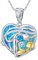 ROMANTICWORK Mutter Tochter Kette 925 Sterling Silber Blauer Opal Mutter Tochter Anhänger Halskette Mama Schmuck Mutter Tochter Geschenke für Frauen Damen