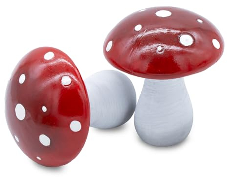 Spetebo Keramik Fliegenpilz 2er Set farbig - 13 x 12 cm - Deko Pilz mit glasiertem Schirm - Tisch Aufsteller Herbst Dekofigur zum Hinstellen