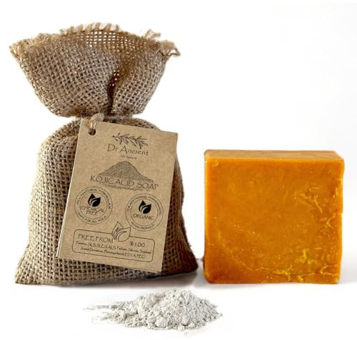 Dr.Ancient Kojisäure Seife Stück Bio Natürlich Vegan Traditionell Handgefertigt Antik – Anti-Aging,Hautaufheller, Feuchtigkeitsspender – Absolut Keine Chemikalien! Reine Naturseife!