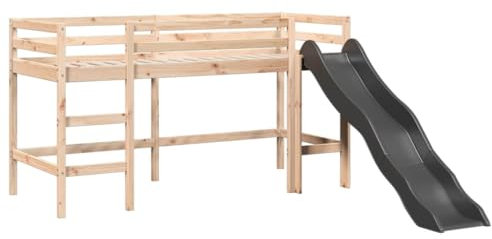vidaXL Letto a Soppalco Senza Materasso Bambini 80x200cm Massello Pino, Letto a soppalco con Scivolo, Letto a soppalco Singolo, Letto a Mezza Piazza per Bambini