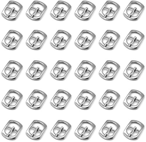 Niuhong 30 Pcs Rollschnalle Gürtelschnalle Klein Leder Metall Mini Schnallen Hardware Dornschließe Quadratische Schuhschnallen Herstellung Gürtel Schuh Taschen Handwerk DIY Zubehör (A Silber 10mm)