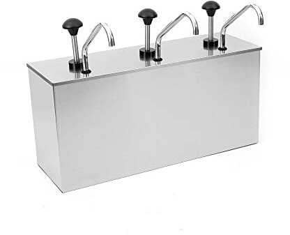 JUELIN Saucenpumpe Spender mit 3 Köpfen Saucenauslass 12 Liter Edelstahl Saucenspender Pumpe Senf Ketchup Spender Sauciere Senfspender Saucenspender für Sojasauce Essig Senf