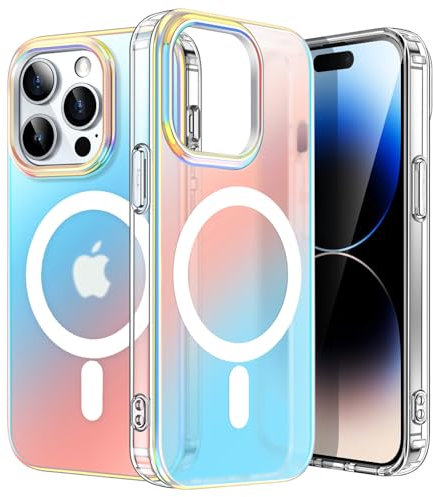 JETech Irisierend Hülle für iPhone 14 Pro 6,1 Zoll Kompatibel mit MagSafe, Süßes Einzigartiges Farbverlauf Design, Bunte Transluzent Rückseite Stoßfeste Handyhülle (Irisierend)