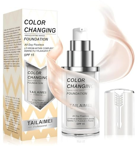 Foundation Color Changing,40 Ml Farbwechselnde Foundation,Farbwechselnde Foundation Reife Haut,Sonnenschutz,Erstellen Eine NatüRliche Foundation Make Up, Nude Concealer,füR Alle Hauttypen