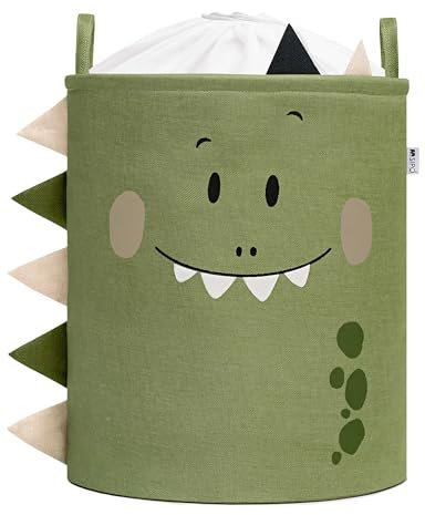 SIPO Spielzeugkorb Premium XXL 63L Dino, Faltbarer Spielzeug-Organizer mit Kordelzug, wasserdicht, Tragegriffe, skandinavisches Design