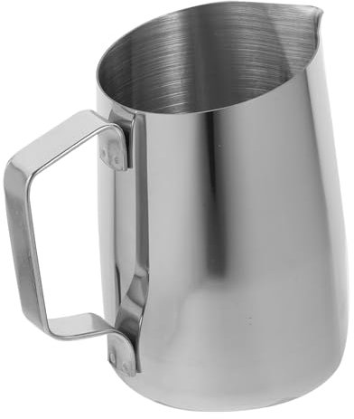 OFFSCH Große Kaffeetassen Blumenbecher Ziehen Milchaufschäumbecher Milchaufschäumer Capuccinotassen Coffee Set Kaffeepadmaschine Kaffeevollautomat Espressokanne Schäumer Krug Rostfreier Stahl Silver