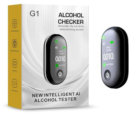 Alkoholtester Polizeigenau, Aufladbar LCD-Anzeige Alkomat, Tragbarer Atemalkoholtester, Alkoholmessgerät Promillemessgerät für Persönlichen und Professionellen (Kein Blasrohr erforderlich)