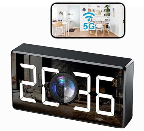 GHYREX Uhr Kamera 5G 4K HD Wireless Kamera WiFi Nanny Cam für Home Indoor Security mit Bewegungserkennung und Nachtsicht【U