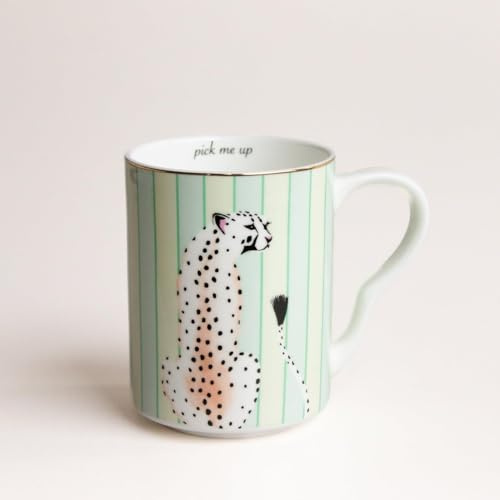YVONNE ELLEN Cheetah Large Mug | Ceramic Coffee Mug, Tea Mug & Coffee Cup, Tea Cup, Colourful Bone China Mug for Tea & Coffee, Cups and Mugs Set of 1 | 11 x 8 cm | 500ml