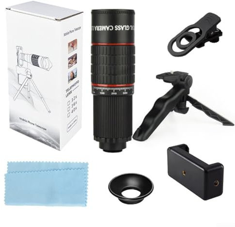 Entgoinggo Teleobjetivo 22X para teléfonos inteligentes, lente de cámara con zoom con trípode para teléfono móvil, kit de lentes para teléfonos, fotografía al aire libre y viajes