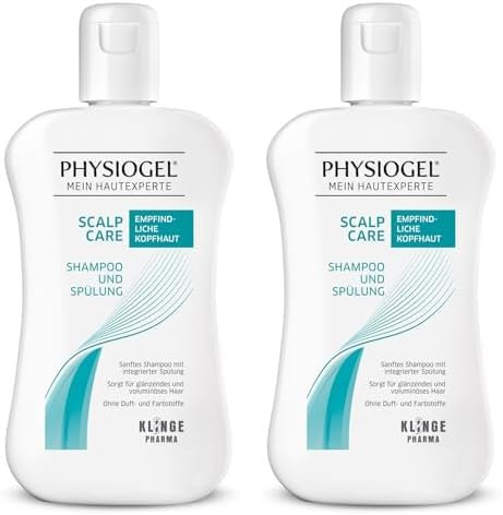 PHYSIOGEL Scalp Care Mildes Shampoo und Spülung 250 ml - sanfte Reinigung und Pflege für empfindliche, trockene Kopfhaut - Feuchtigkeitsshampoo & Conditioner für glänzendes Haar (Packung mit 2)