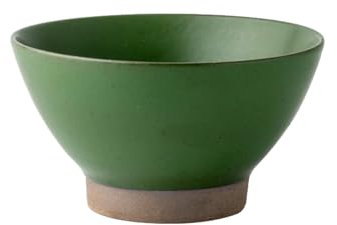 Japanese 6.5-inch coarse pottery noodle bowl, high foot ceramic ramen bowl - green