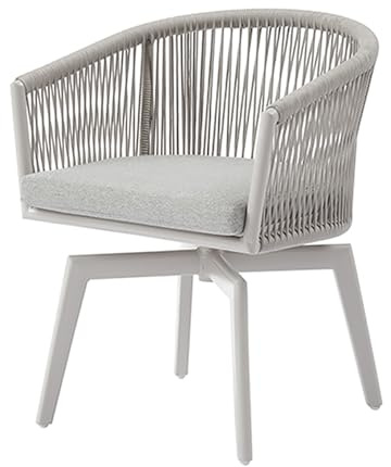 Riess Ambiente Drehbarer Stuhl Rope - Greige - Aluminium Polyester - Gartensessel inkl. Kissen In- und Outdoor