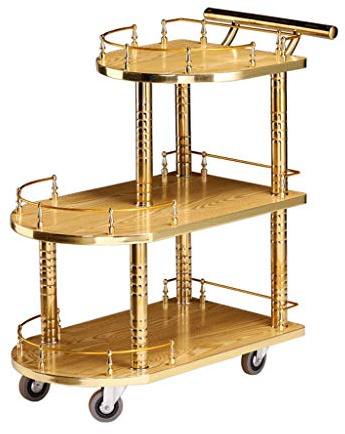 JYHHGDS Carrito de Bar con Ruedas para Servir Vino, Soporte sólido de 3 Niveles con Barra de Servicio para Cocina/vinoteca con Ruedas y volquete