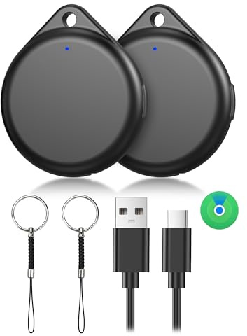TECKNET Air Tracker Tag (2er Pack) mit USB C Aufladen (nur iOS) | Schlüsselfinder kompatibel mit Apple Find My, 3 Jahre Akkulaufzeit, Wasserdicht, Ideal für Gepäck, Taschen, Key, Haustier