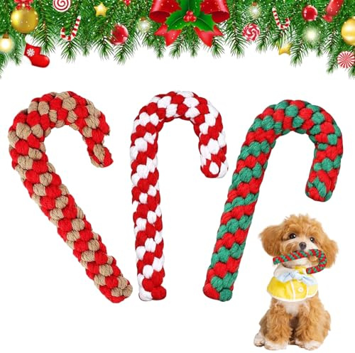 KOMEIYL 3pcs Hundespielzeug Zuckerstange, Weihnachtskauartikel für Haustiere, hundespielzeug Weihnachten Zuckerstangen, Christmas Dog Training Chew Toy, Gilt Zähne Reinigen Stress Abbauen