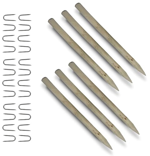 Floranica Zaunpfahl Zaun Pfosten Staketenzaun Zaun-Pfosten Holz-Zaunpfahl Rund Durchmesser 6-8 cm aus Haselnussholz, Höhe:6 STK. x 90 cm