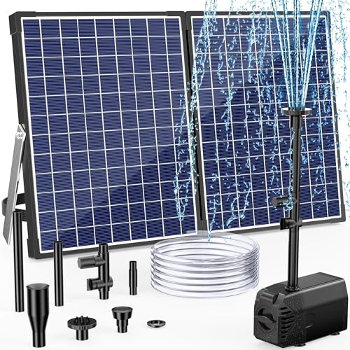 POPOSOAP Solar Teichpumpe 35W 1620 l/h mit Stabiler Wasserstrahlung | Solar Brunnenpumpe mit Trockenlaufschutz, 5 m Kabel, für Garten, Teiche, Vogelbäder und Wasserspielereien