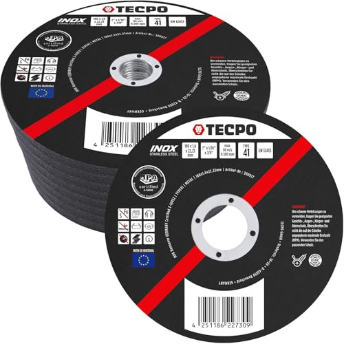 TECPO Trennscheibe Ø 180 mm Winkelschleifer Flexscheiben für Stahl, Metall und Edelstahl (INOX) 1.6 mm 22.23 mm Metalltrennscheibe Schleifscheiben Zubehör 40 Stück