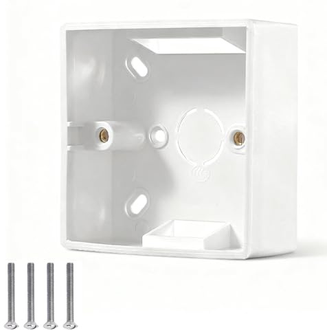 Surface Mount Back Box, Durable White Socket Back Box with 4 Screws, Electrical Pattress Box for Wall-Mounted Light Switches, Single Gang Ethernet Socket Wall Box for Ethernet Network Faceplate