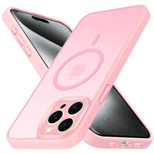 iVoler Cover Magnetica per iPhone 15 Pro Max 6.7 pollici, [Compatibile con MagSafe] [Protezione Antiurto di Grado Militare] Custodia Anti-graffi Traslucida Opaca Posteriore Sottile Case, Rosa chiaro