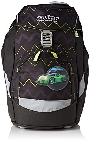 ERGOBAG HorsepowBear Kinder-Rucksack, 35 cm, Schwarz Grün Zickzack