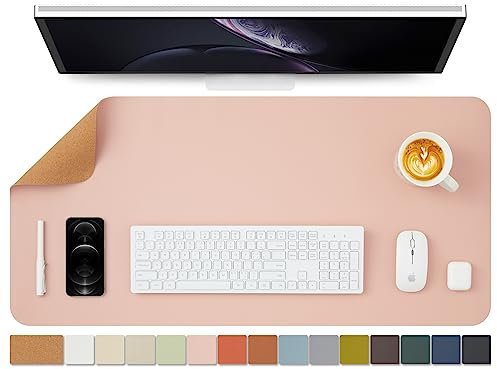 Kork Schreibtischunterlage - Doppelseitige Schreibtischauflage für Büro und Zuhause - Als große Mausunterlage und Schreibtischmatten auf Schreibtischen(Rosa、90cmx43cm)