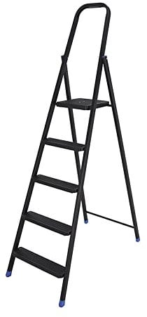 Escabeau ménager Pliable en Acier Noir 5 marches Design Selekta First