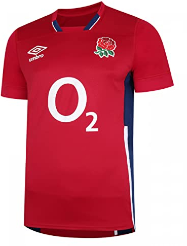 Umbro England 2021/22 Herren Alternate Replik Rugby Union Trikot Top Rot, rot / blau, M
