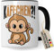 Käffchen Tasse Geschenk Kaffeetasse mit Spruch lustig Kaffee-Becher mit Affen-Motiv Teetasse Geschenkidee Kaffee-Liebhaber Kaffeetrinker und Kaffee-Fans Kaffee-Verehrer (Weiß/Schwarz)