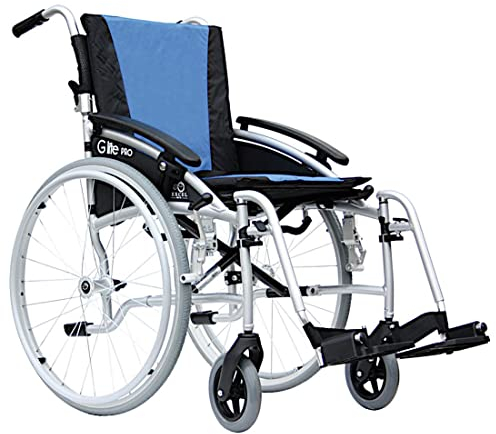 FabaCare Rollstuhl G-Lite Pro, Reiserollstuhl faltbar leicht Alu, Leichtgewichtrollstuhl bis 113 kg, Transportrollstuhl ultraleicht, Sitzbreite 40 cm
