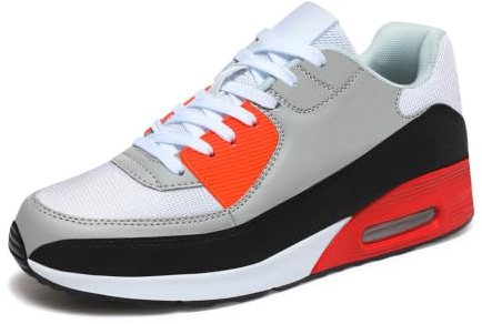 PADGENE Femme Homme Baskets Mode Chaussures Sport Course Sneakers Fitness Gym athlétique Multisports Outdoor Casual, Noir + Orange, 43 EU