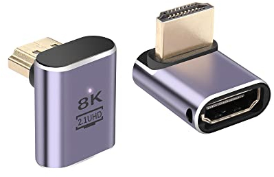 PNGKNYOCN 90 Grad HDMI Adapter 8K, 2 Pack rechtwinklige 48Gbps HDMI 2.1 Stecker zu Buchse Extender Adapter Unterstützung 8K@60Hz, 4K@120Hz, HDR, eARC (Up Bend)
