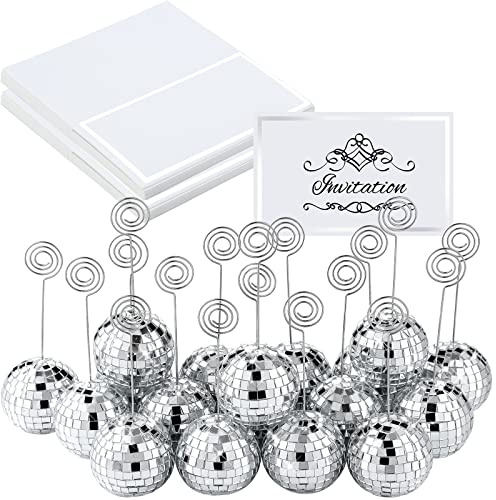 Maitys Discokugel Tischkartenhalter Tischnummernhalter Disco Silber Bilderhalter Fotoständer Wirbel Draht Platz Namenskarte Clips Bildhalter Ständer für Weihnachten Hochzeit Party (180 Stück, 5,1 cm)
