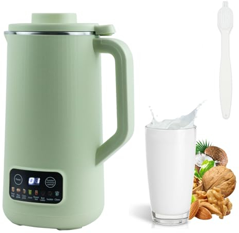 600ml Máquina de Leche de Soja, Licuadoras para Zumos con Cepillo y Taza Medidora, Tamaño Compacto, Multifunción Licuadora para Verduras y Frutas con 10 Acero Inoxidable Cuchilla (Verde)