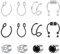 JFORYOU 12 Pieces Stainless Steel Fake Nose Ring Hoop No Pierced False Magnetic Septum Tragus Ohr Lip Ringe Earrings Silver Black Piercing Jewelry with Ball Accessories