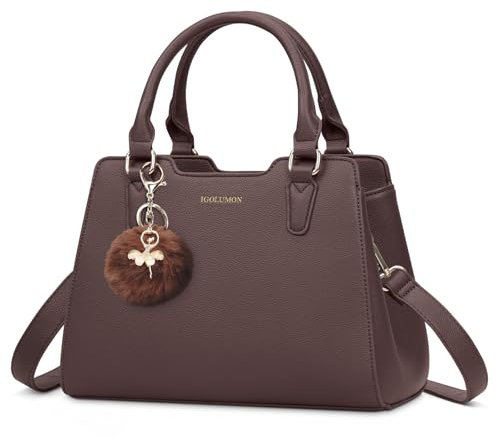 IGOLUMON Handtasche Damen Mittelgroß Tasche Leder Henkeltasche Damen-Henkeltaschen Tote Bag Handtaschen Taschen Schultertaschen Umhängetasche Schultertasche Damenhandtaschen Kaffee