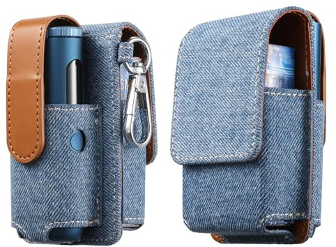 Keminsung case compatible with GLO Hyper Pro Hülle zubehör Ledertasche Schutzhülle Schutzkappe Kann Zigaretten tragen (Hellfarbiger Denim)