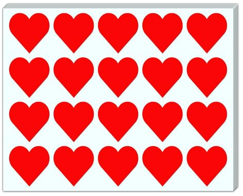500 Stück, 50mm - Herz Aufkleber Rot Groß, Sticker Herzen