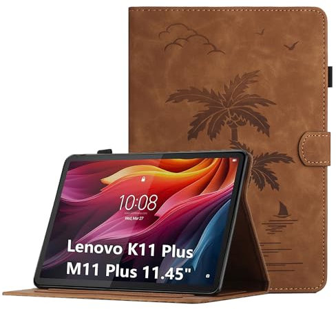Coque pour Lenovo K11 Plus 11.45 / Lenovo M11 Plus 11.45 Pouces Housse de Protection Multi-Angles Étui en Cuir PU avec Fente pour Carte, Brun