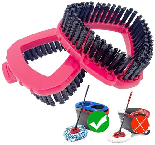 Spin Mop Replacement Head - Compatible with Vileda Turbo Mop System 2 Tank, Triangle Scrubbing Brush for Floors, 2PC Scrubber Head for Bathroom Kitchen Wall Deck Cleaning, Durable Nylon Bristles