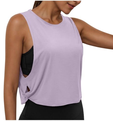 Gym Tops for Women UK Loose Basic Vest Sleeveless T-Shirts Athletic Tank Top Quick Dry Yoga Tees Workout Sports Tops for Fitness Running Walking