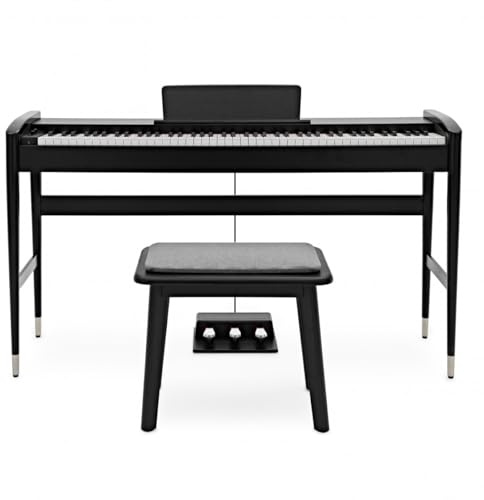 Keynote Modernes Digitalpiano mit Bluetooth, Schwarz matt, Bundle mit Klavierbank